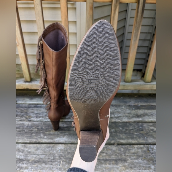 Nicole Ageless Over The Knee Leather Fringe Pointed Toe Boots Size 8.5 - Picture 8 of 12